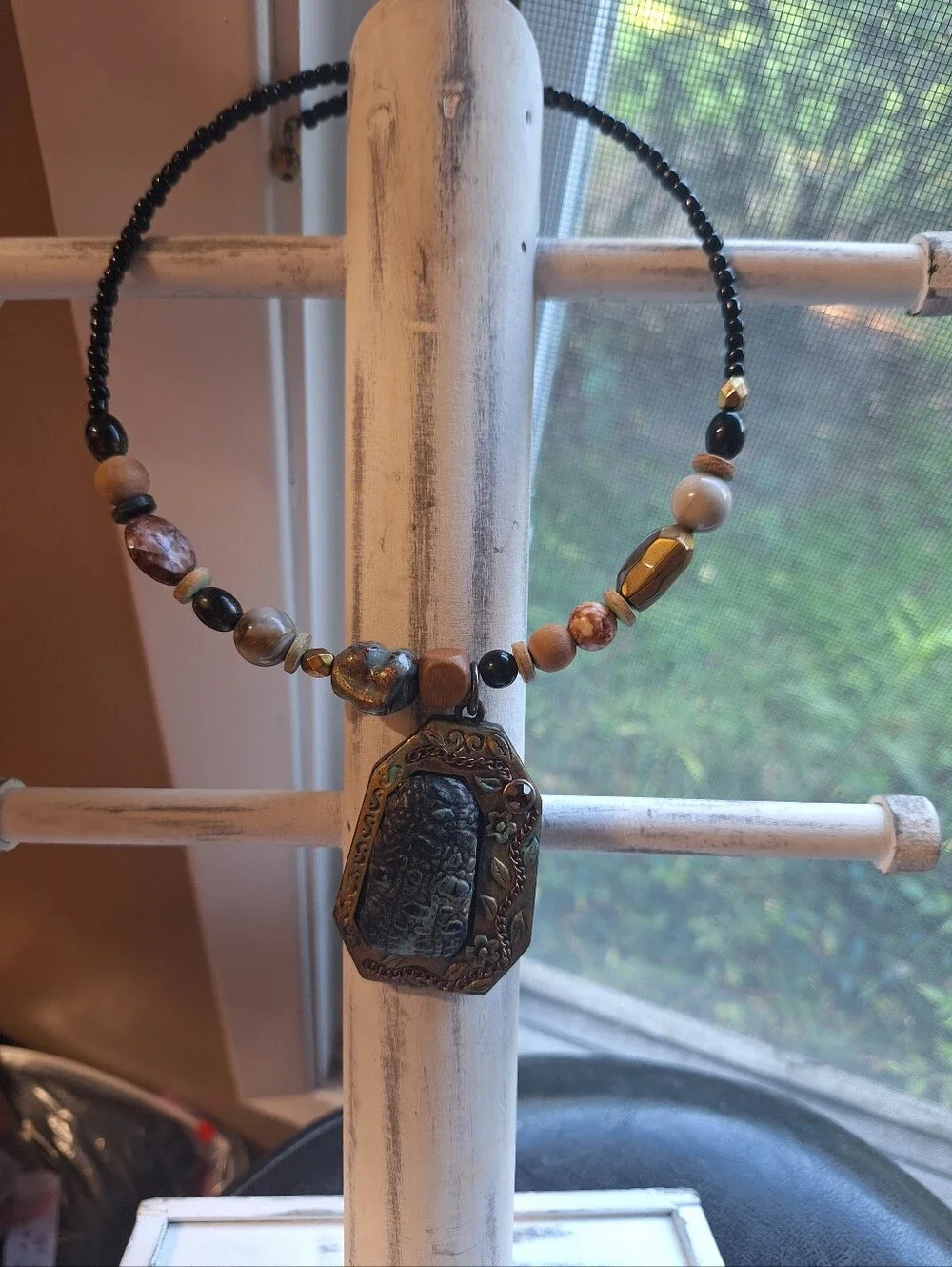 3 Bundle Cuff Style Necklaces with Seahorse Bohemian Coastal Beachy Pendants